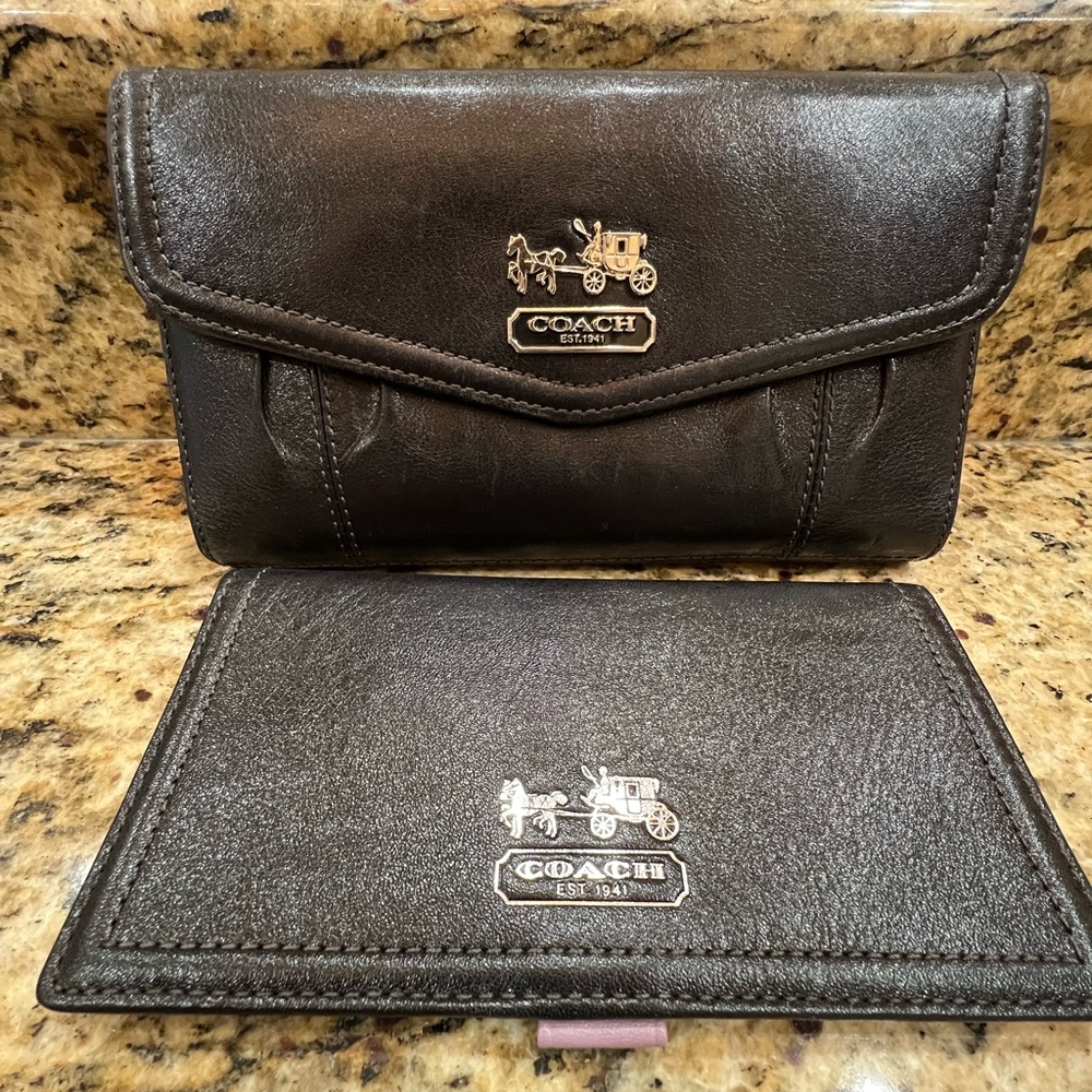 Coach Leather Wallet and Checkbook Cover